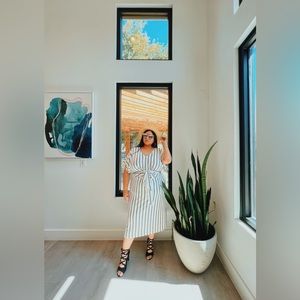 Black & White Striped Tie Front Dress